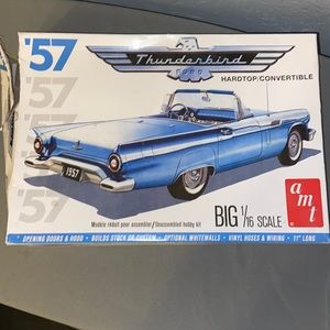 AMT 1/16 scale model 1957 Thunderbird hardtop convertible (partially assembled)